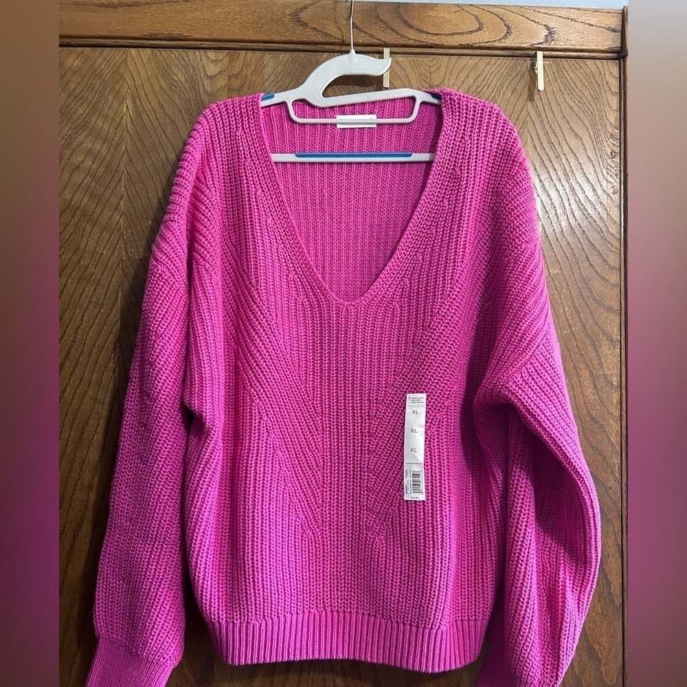 XL Sonoma Goods for Life mixed stitch v-neck sweater NWT - Picture 3 of 6